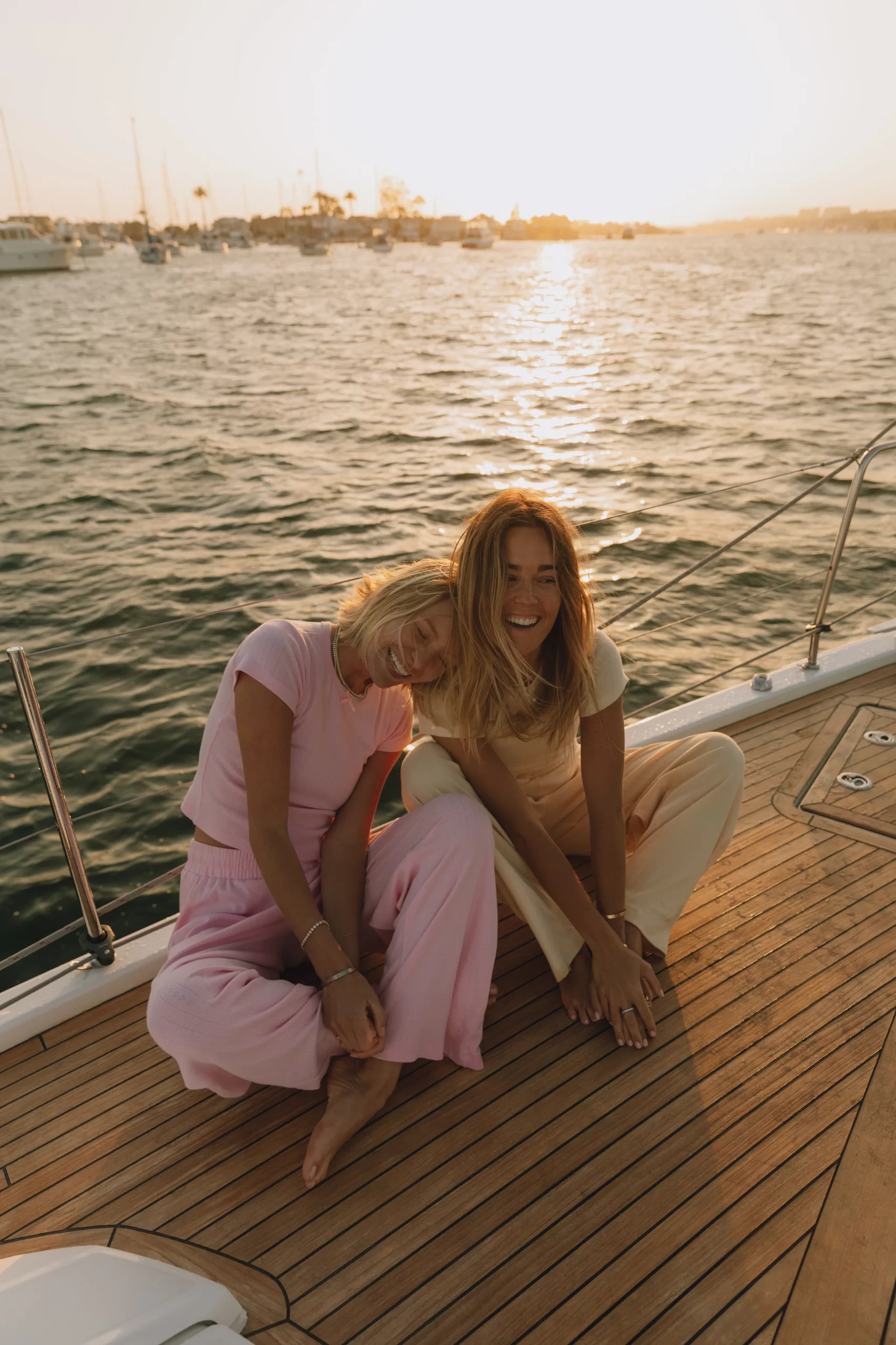 Founders posing on a boat.