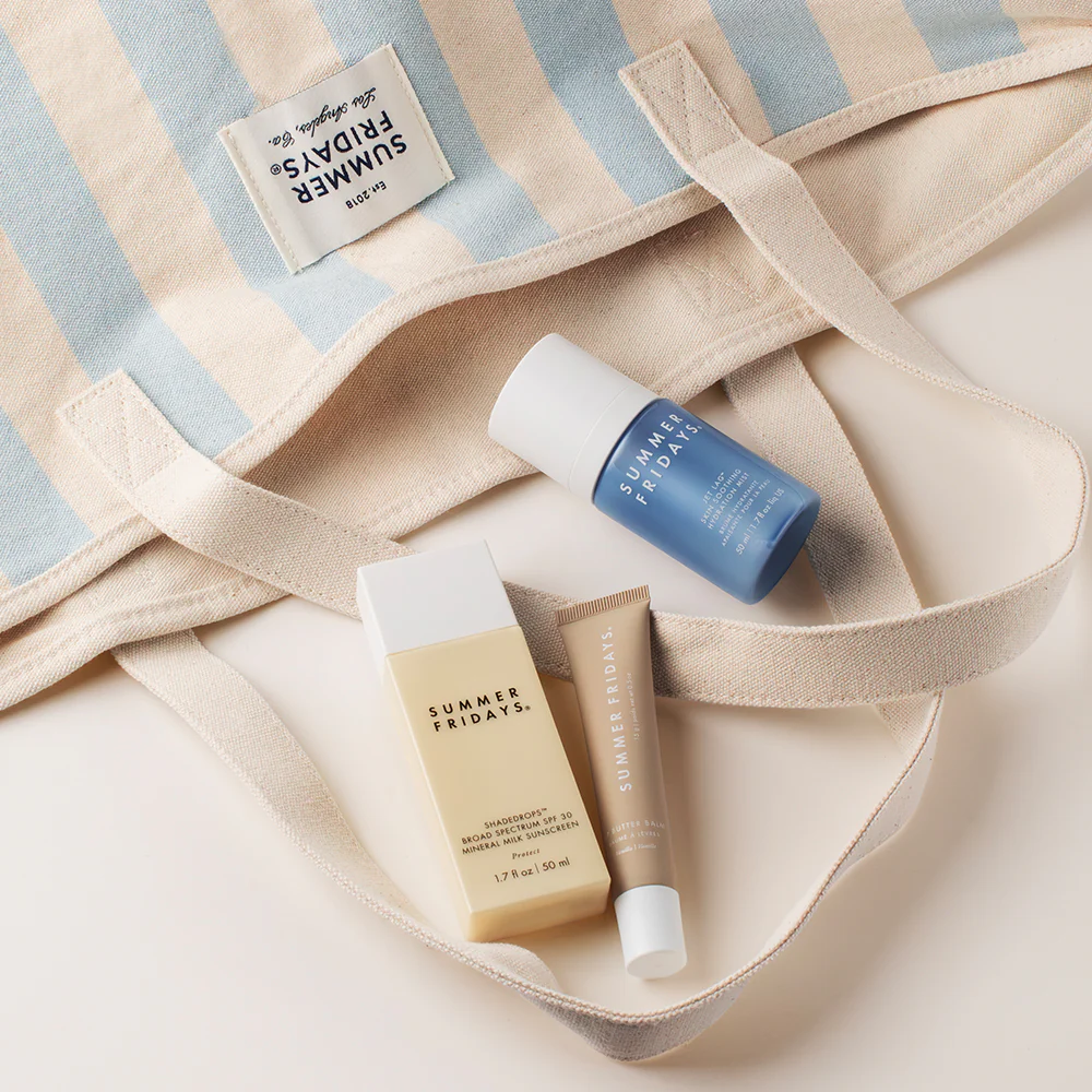 Products near a bag.