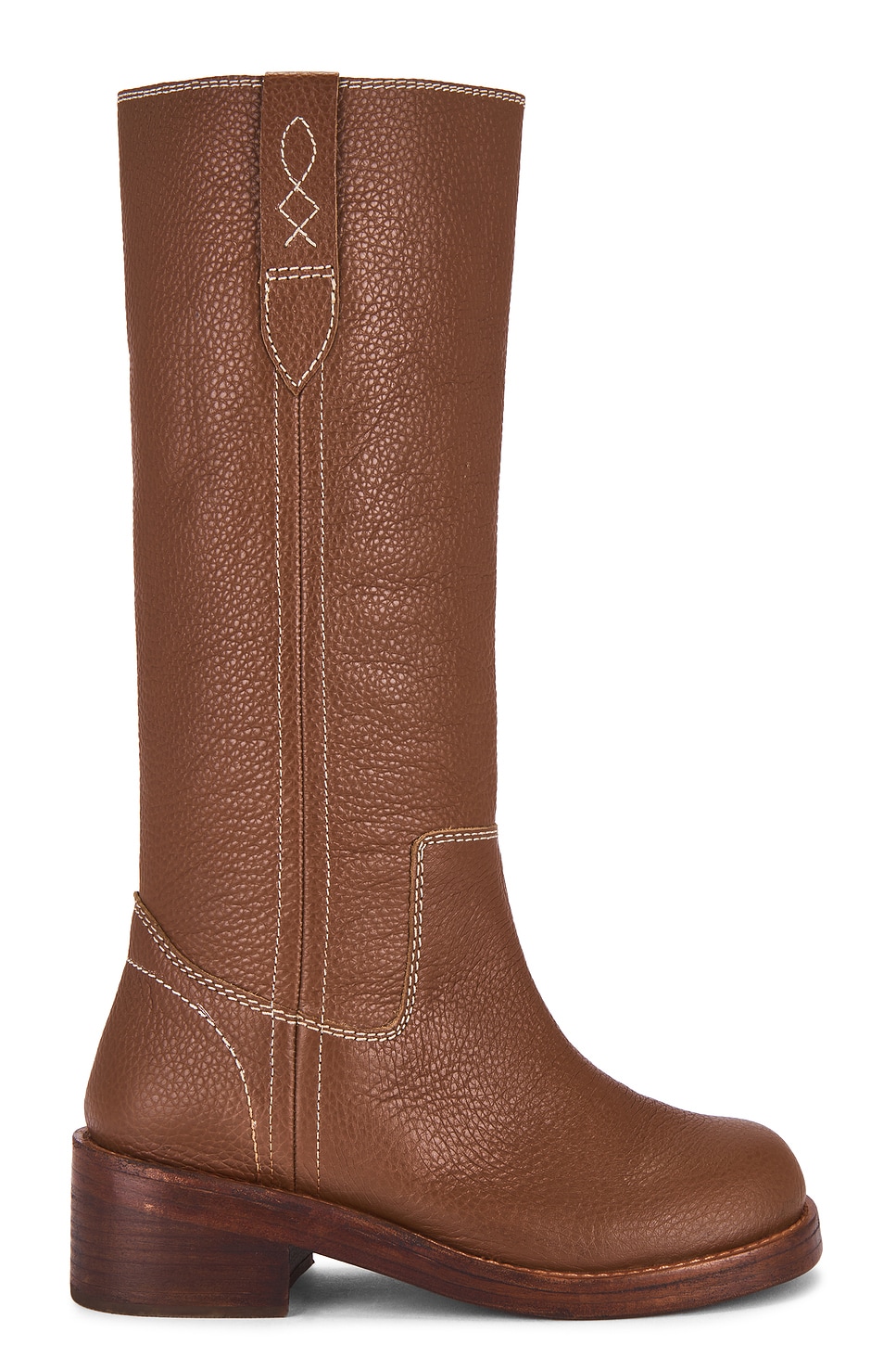 Brown heeled pull on boot.