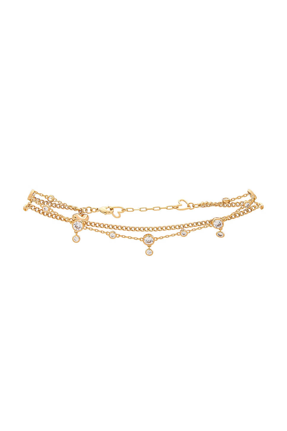 Gold and rhinestone anklet, which is one of the summer accessories.