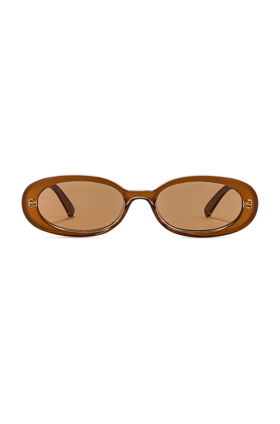 Rounded light brown sunglasses with brown tinted lenses for stylish errand outfits.