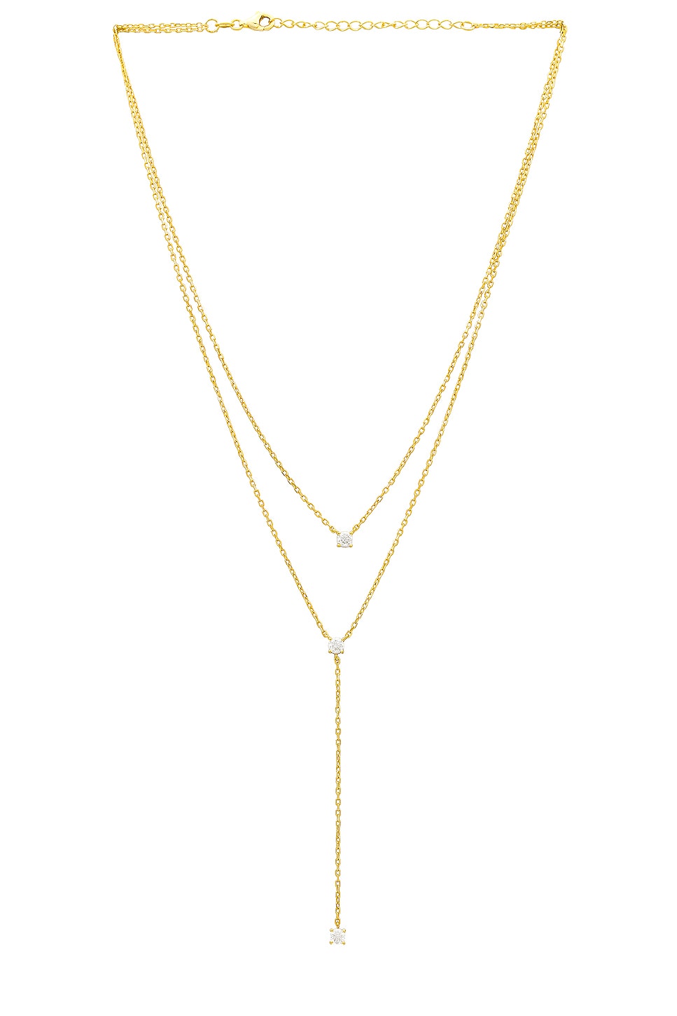 Gold and diamond layered necklace.