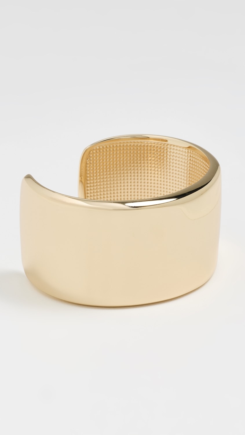 Gold cuff bracelet.