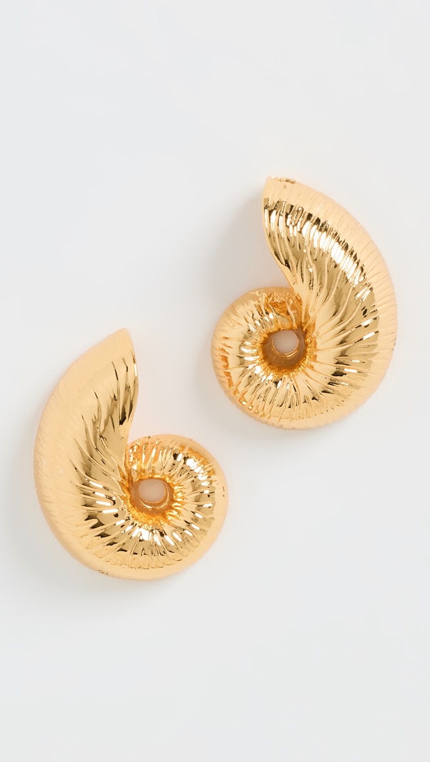 Gold chunky shell earrings.