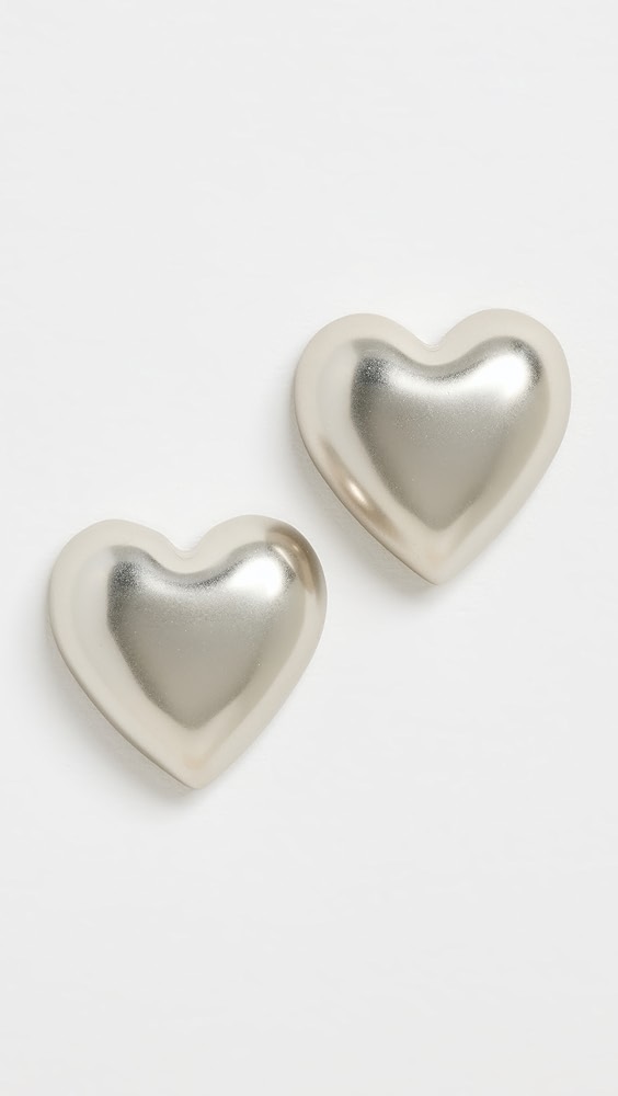 Silver bubble heart earrings.