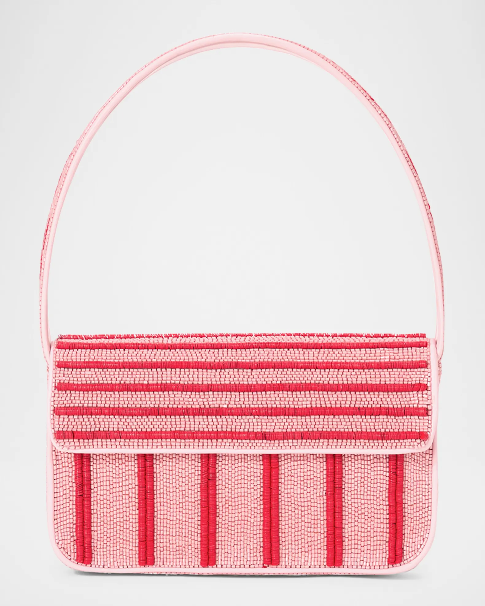 Light pink and red striped beaded purse.